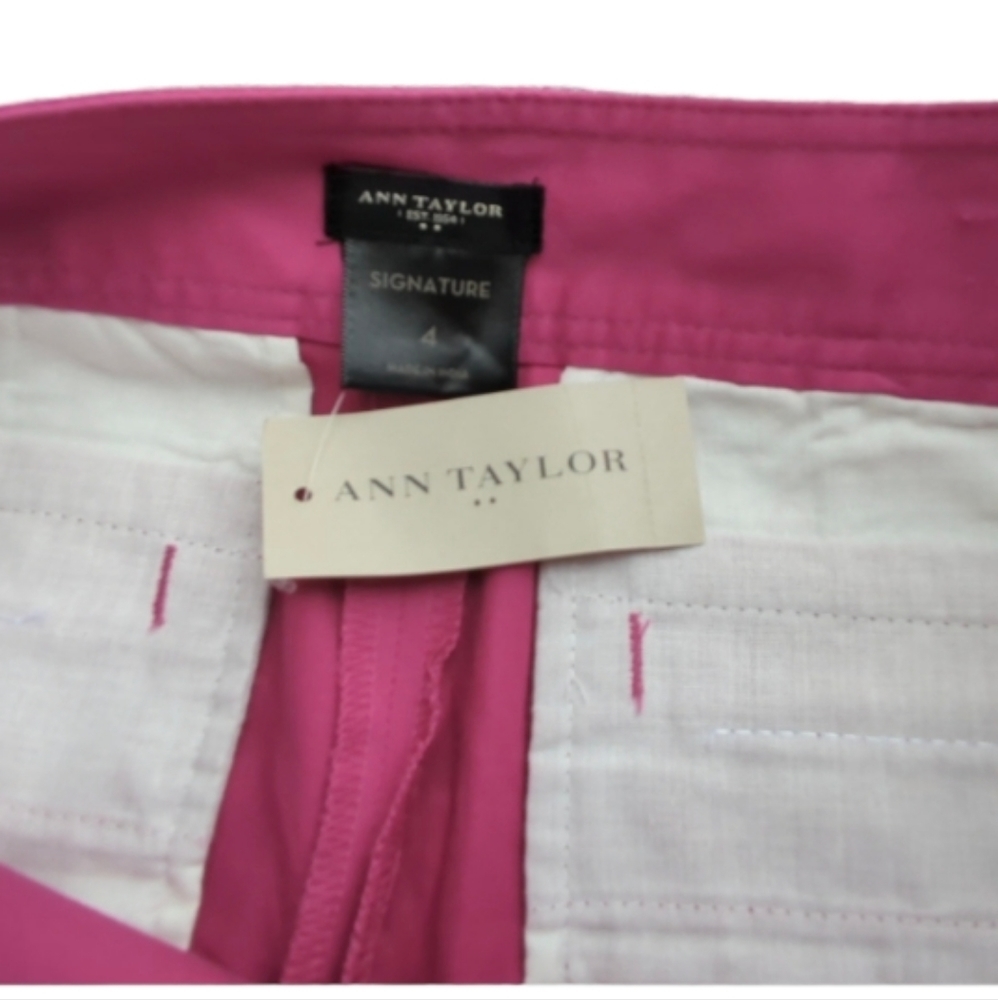 ANN Taylor Signature Pink High Waisted Sailor Shorts Sz 4 Double Button Summer - Picture 9 of 9